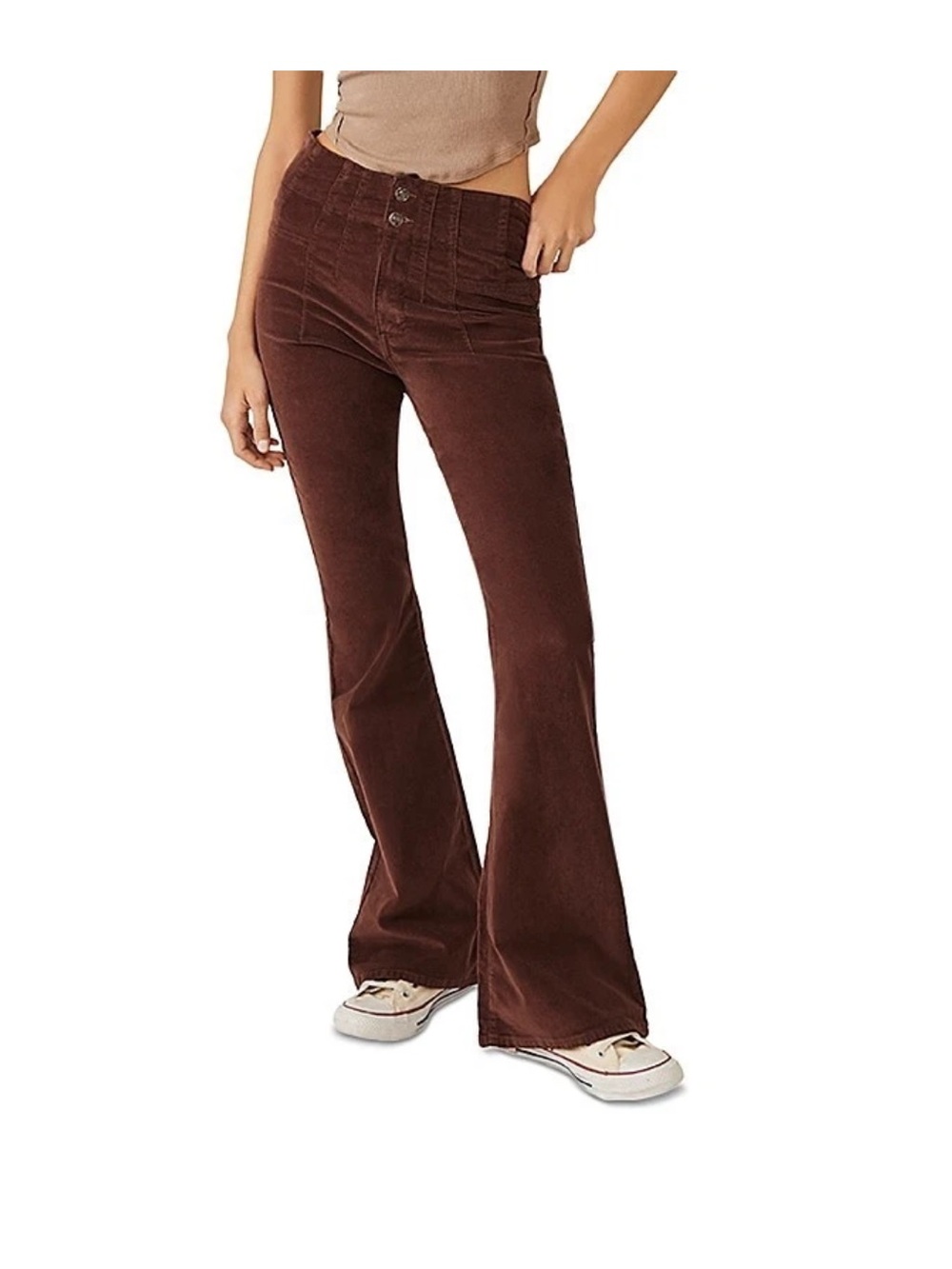 We The Free People Jayde Cord High Rise Burgundy Corduroy Jeans Sz 28 X 32